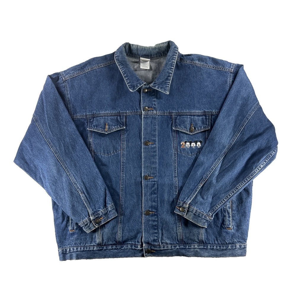 Vintage 2000 The Disney Store Jean Jacket Men's XXL Denim Embroidered‎ Micky